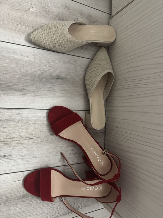 Pantofi sandale catifea rosii noi 38