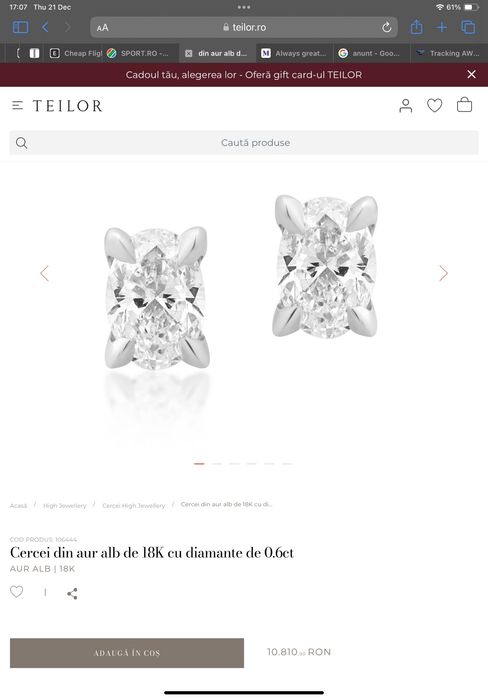 Set Teilor - cercei, inel si pandantiv, aur 18k, 4x0,30ct