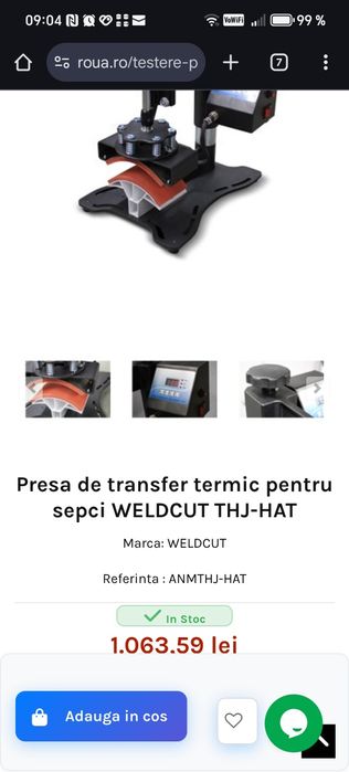 Presa transfer termic pentru șepci NOUA