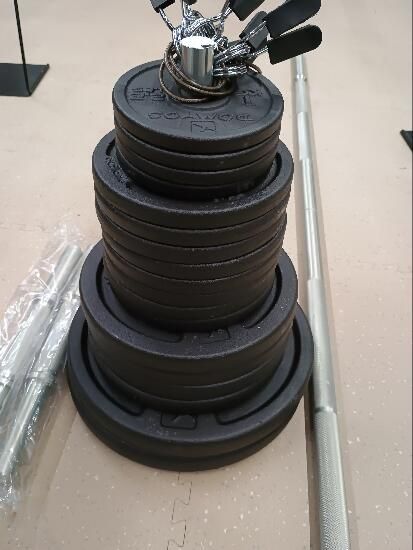 Set gantere și bare Bodybuilding 93 kg cu - produs resigilat Decathlon