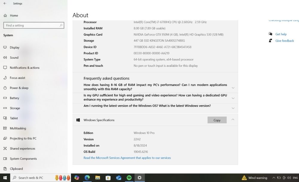 Laptop Gaming ASUS - Intel i7-6700HQ, GTX 950M 4GB, 8GB RAM, 480GB SSD