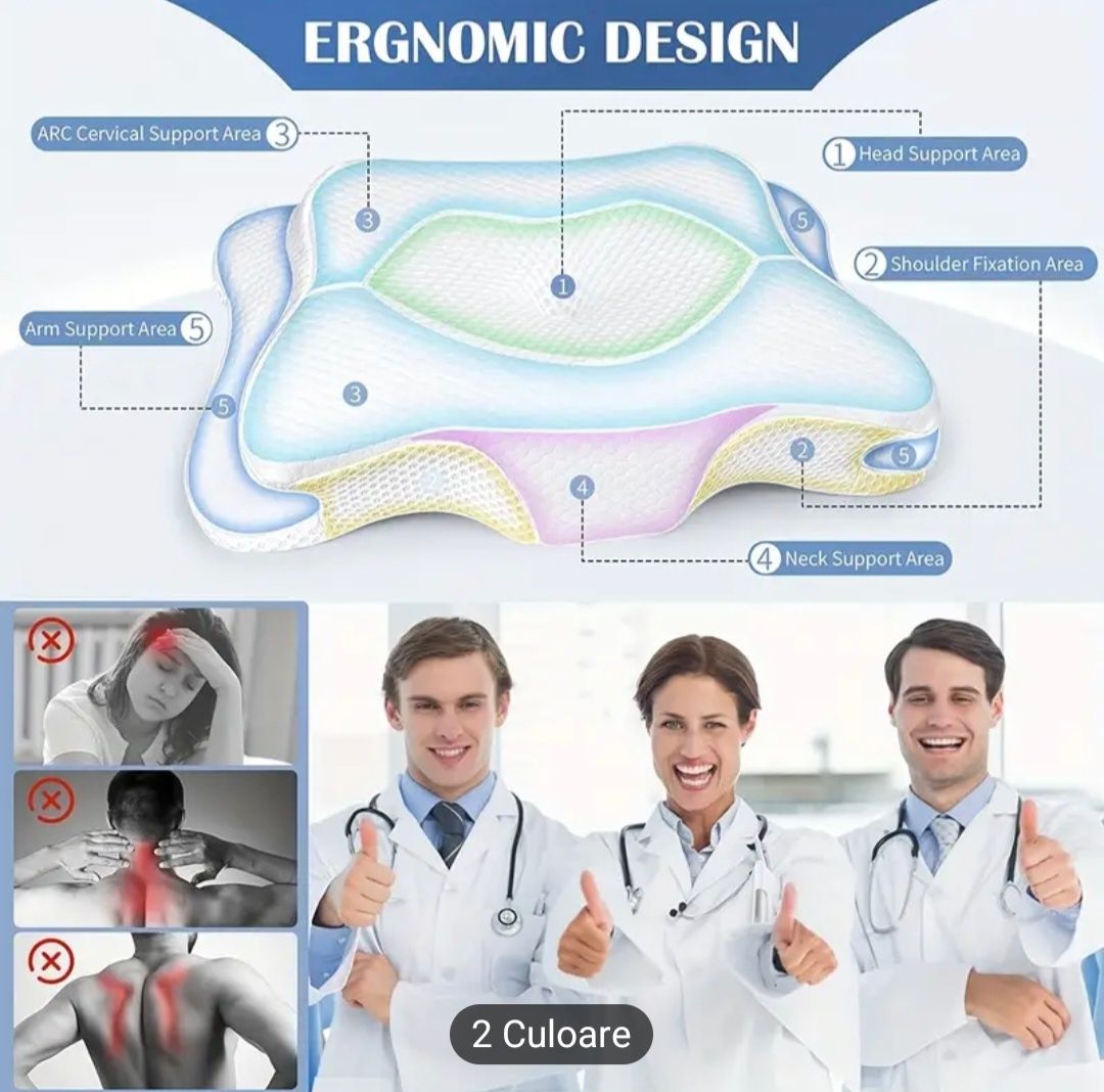 Perna cervicala memorie ergonomic design