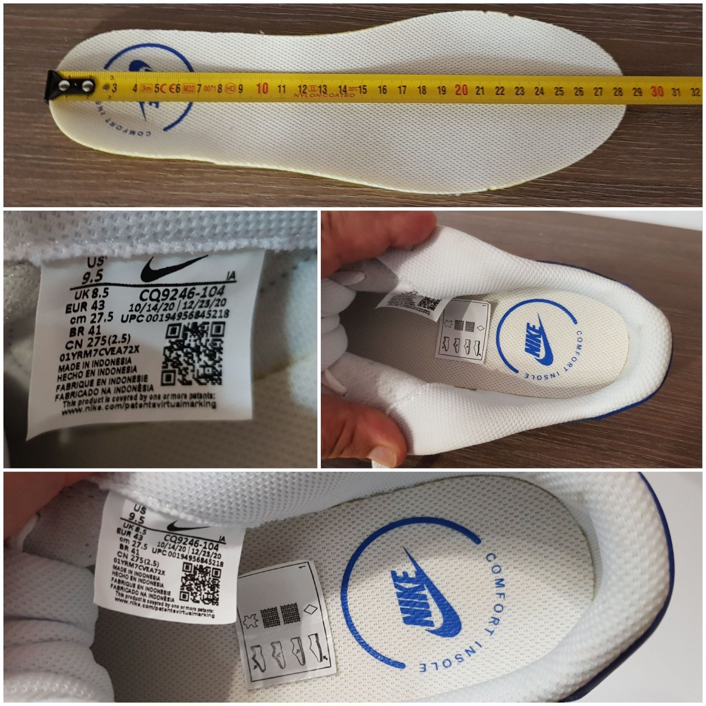 Pantofi sport NIKE Court Royale 2, Alb/Albastru, Noi, mărimea 43 EU