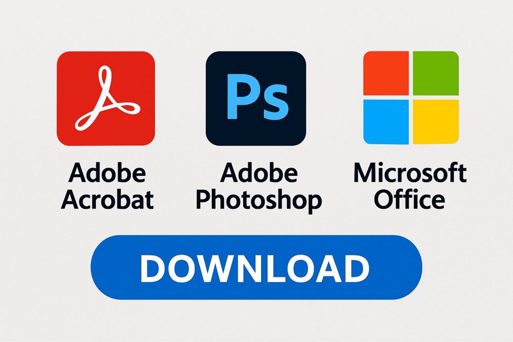 Помогу установить бесплатную MS Office, Adobe Acrobat и Adobe PS