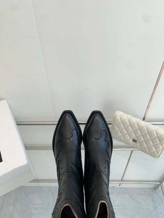 Cizme de damă Ganni, mărimea 39, stil cowboy, negre