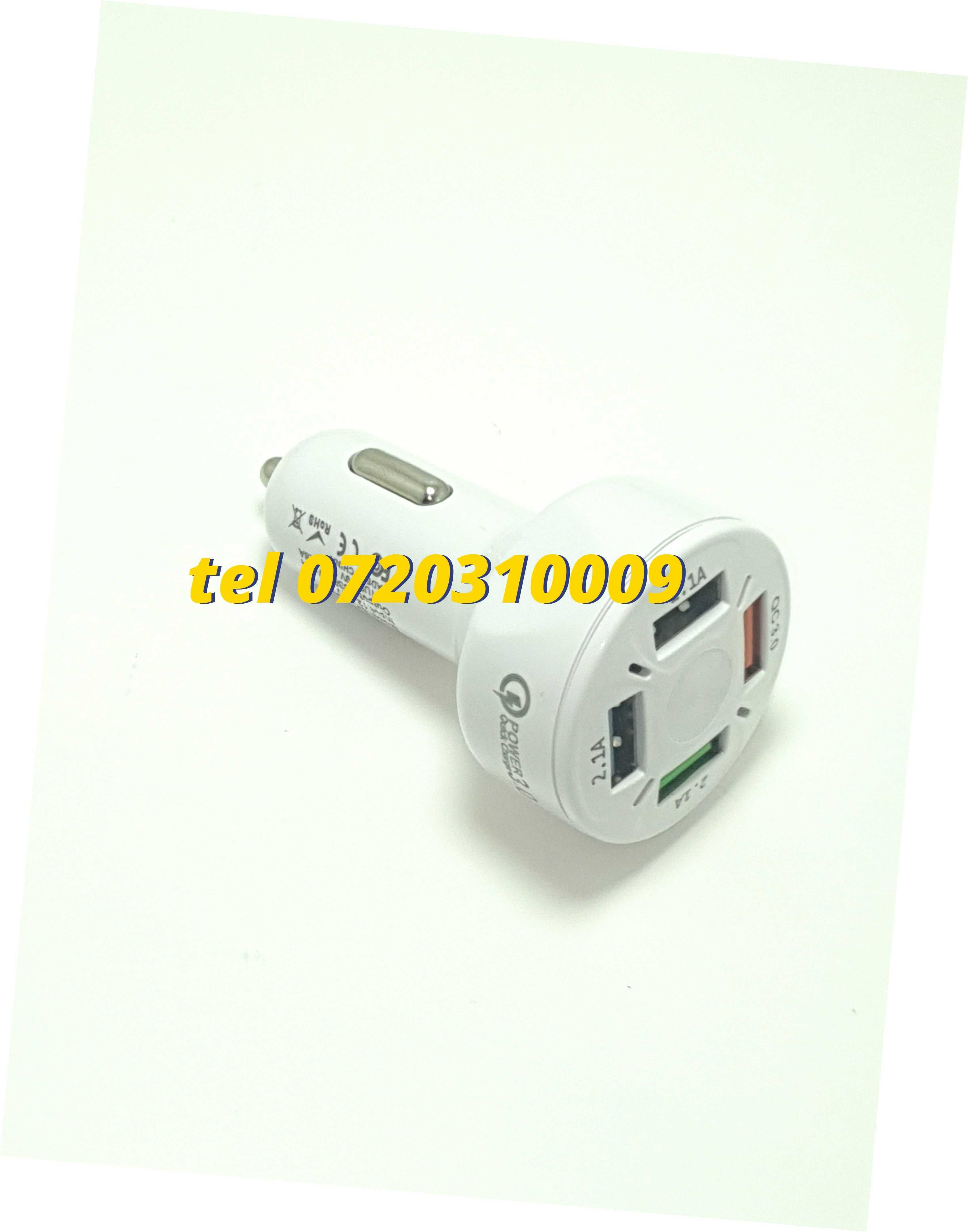 Incarcator Masina Auto 4 Porturi Bricheta Usb Qc Incarcare Rapida