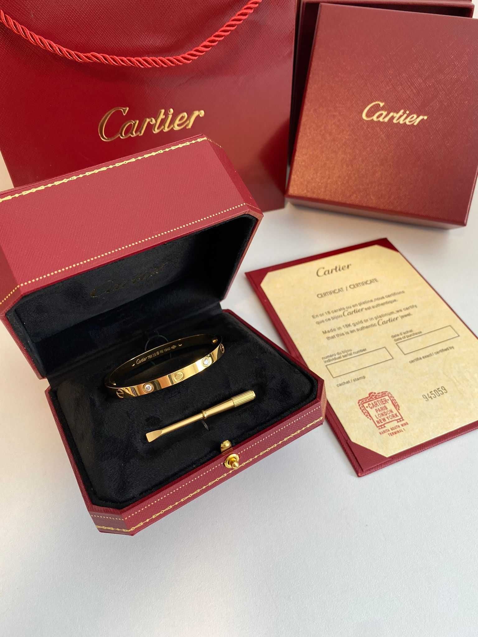 Brățară Cartier LOVE 21 aur 23K cu diamante
