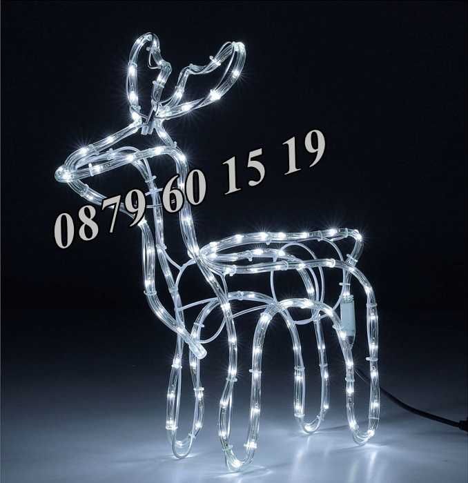 Коледен светещ елен, коледна украса, бяла светлина