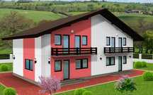 Casă pe structură metalică învelită cu panouri sandwich
