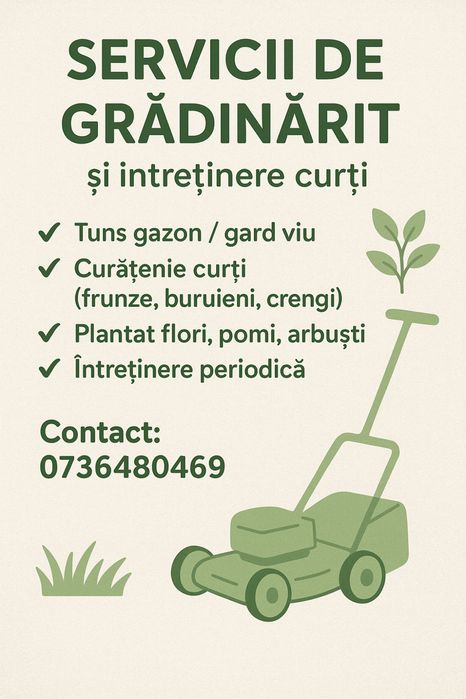 Servicii de grădinărit și întreținere curți