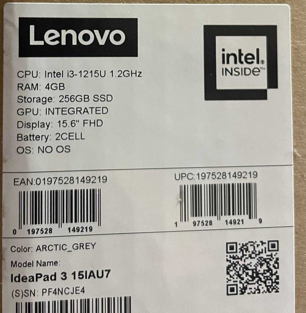 Lenovo ideapad 3 15IAU7  ноутбук Новый