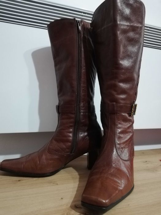 Cizme dama, lungi, piele naturala, maro , marimea 39