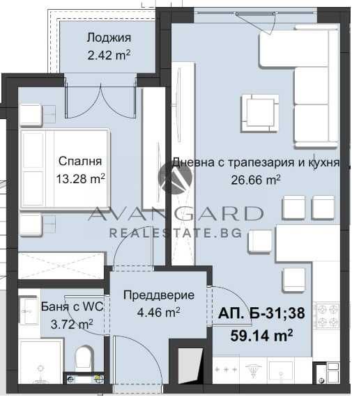 оф.21139 2-стаен апартамент Луксозна сграда