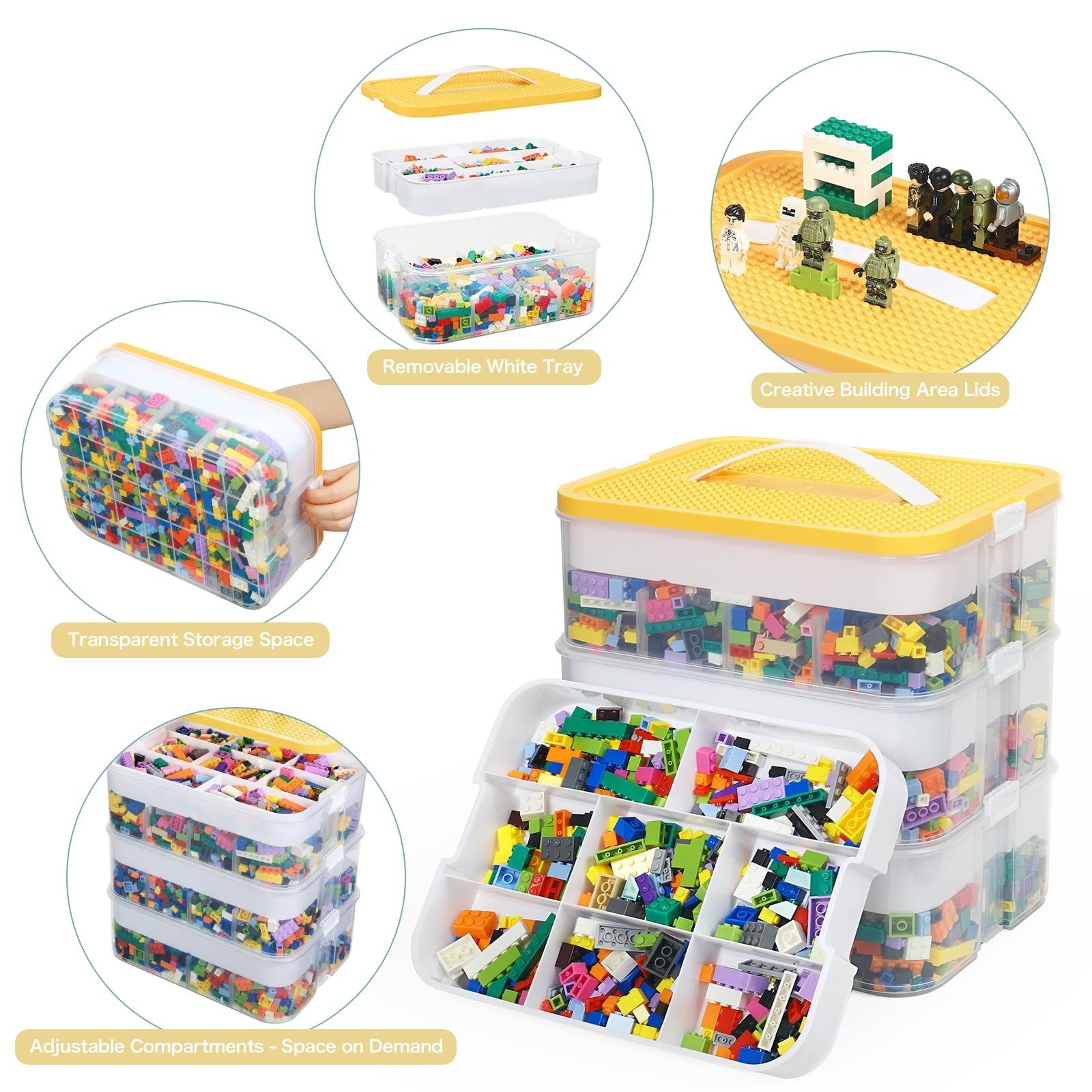 Кутия за съхранение на Lego органайзер за Lego части на 3 нива