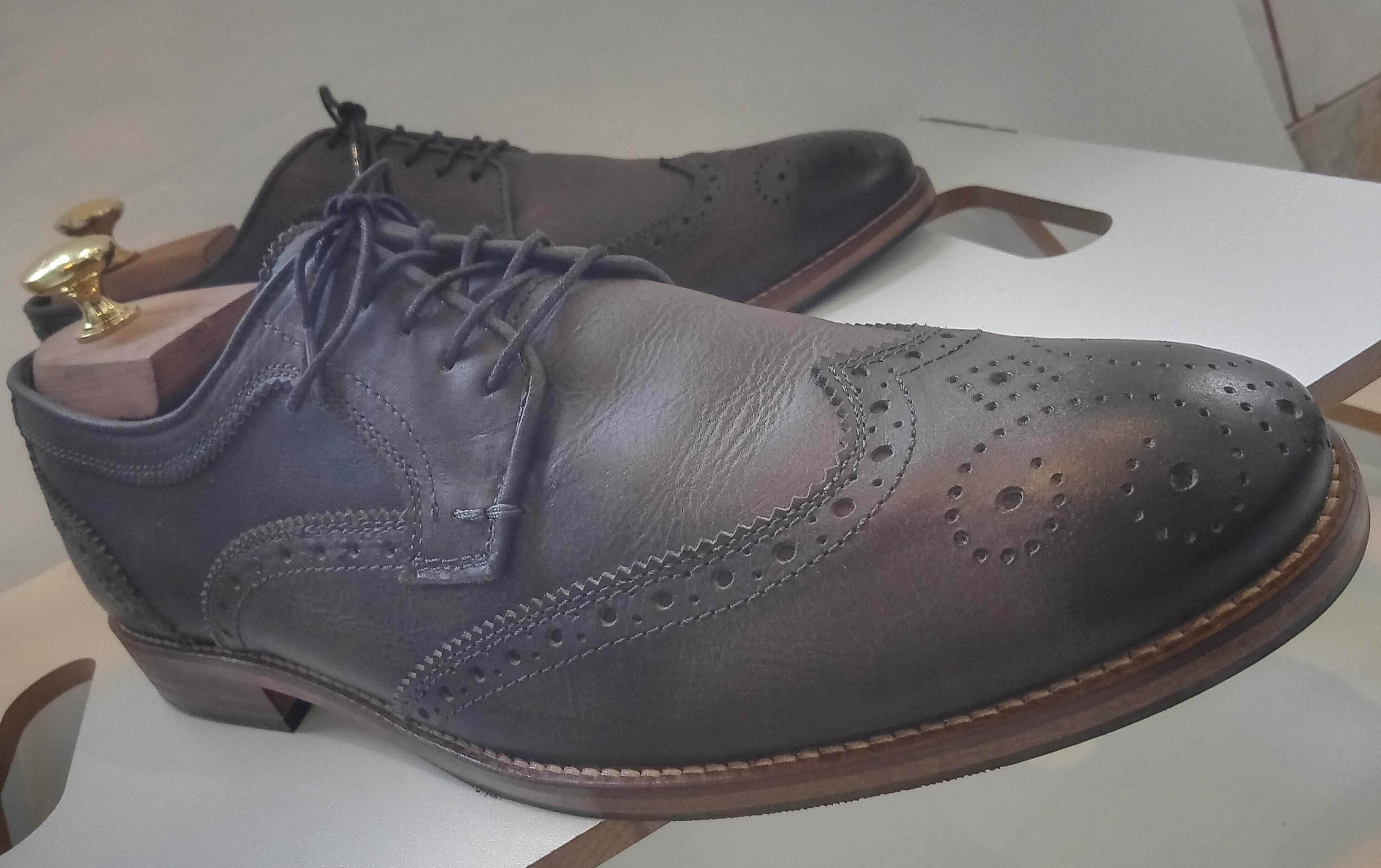 Pantofi derby brogue premium Asos 43 piele naturala moale