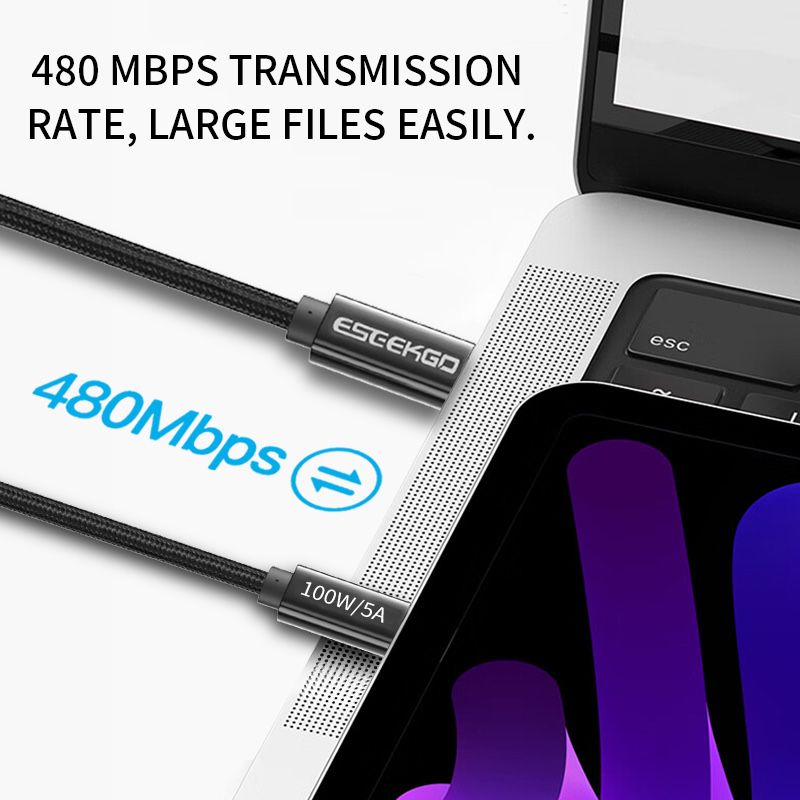 100W USB C кабел за смартфони и компютри