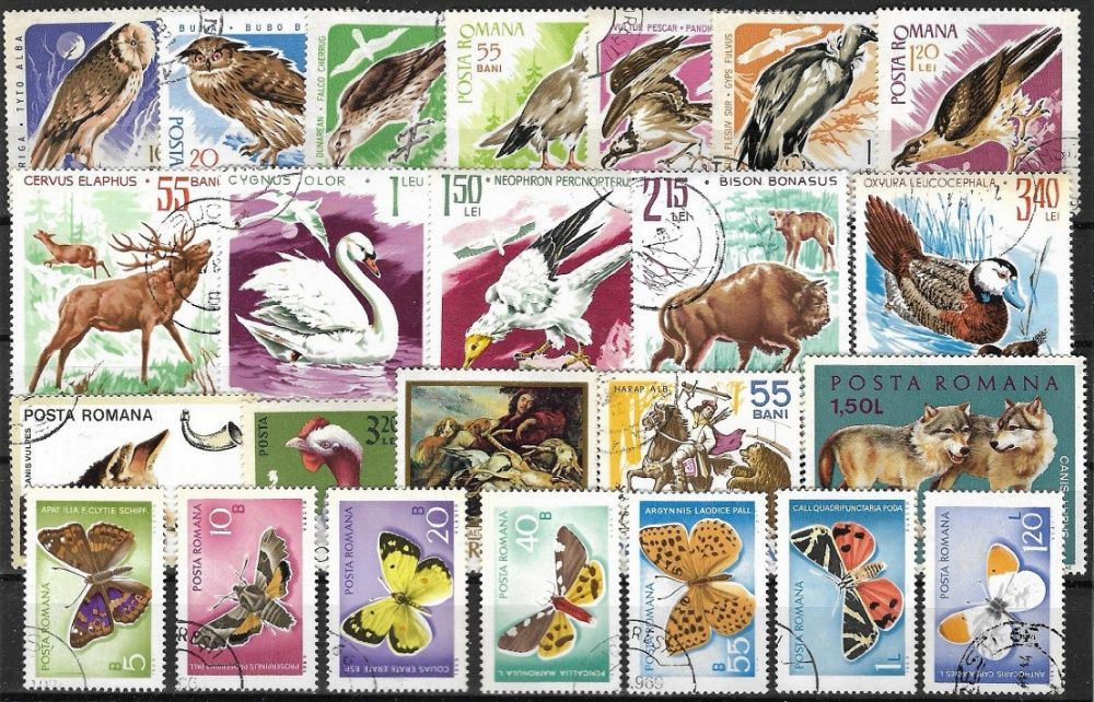 Set timbre tematica fauna, Romania. Pret 25 lei toate