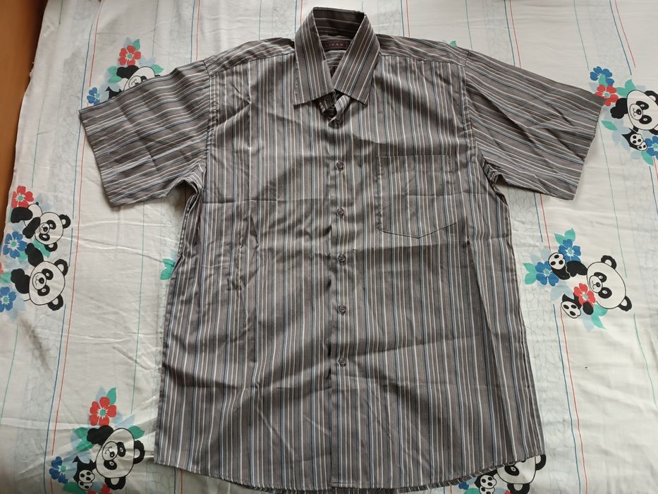 Cămașă în dungi gri, bărbați