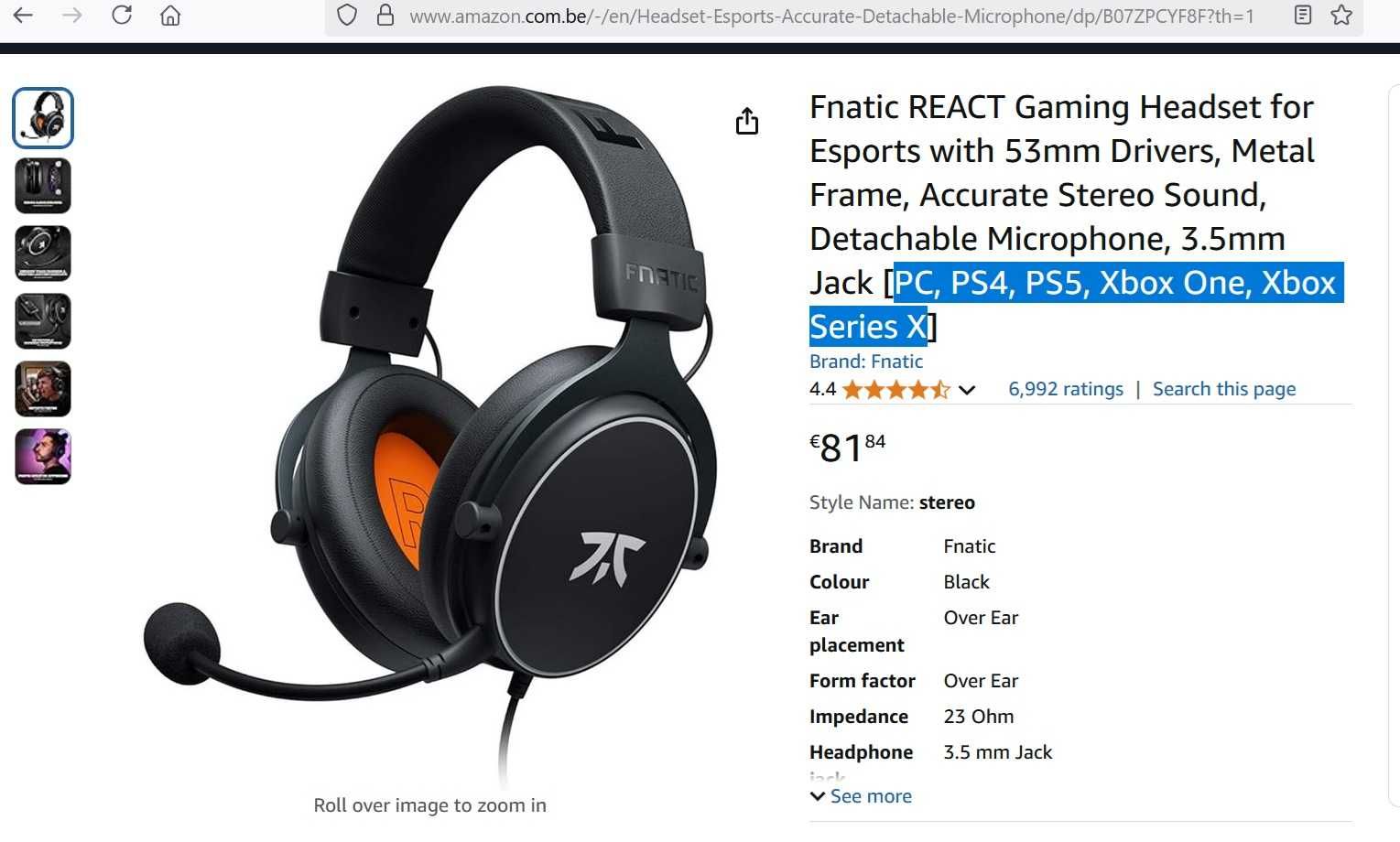 Fnatic REACT Gaming Headset - Гейминг Слушалки