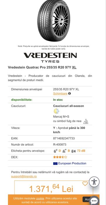 Anvelope Vredestein Quatrac Pro 255/35R20