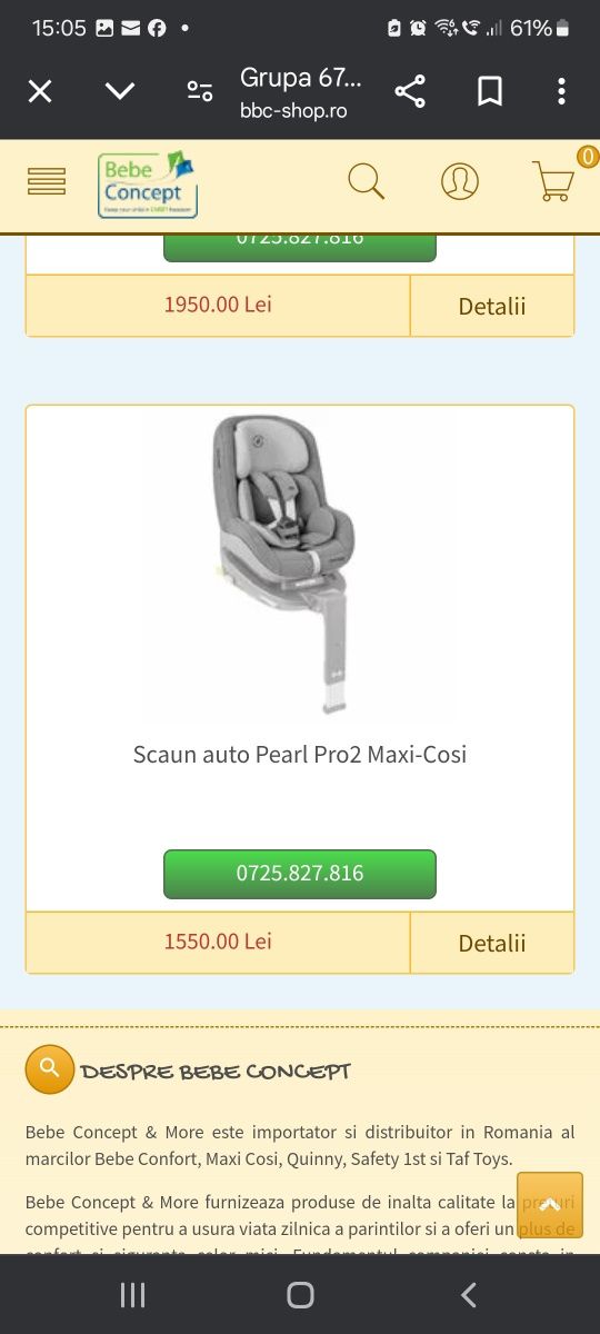 Scaun auto Pearl (Maxi Cosi) + Baza ISOFIX Familyfix (Maxi Cosi)
