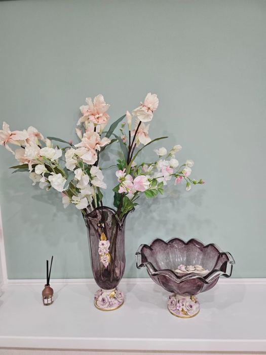 Ваза и конфетница White Cristal