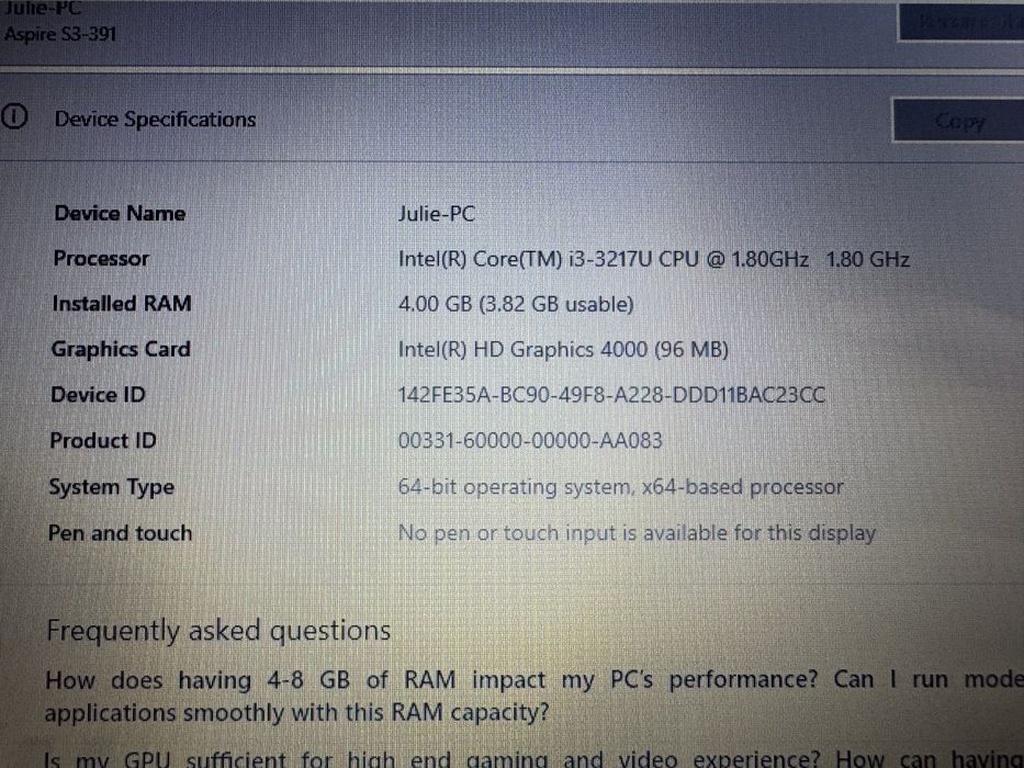 Ултрабук Ultrabook Acer Aspire s3-391