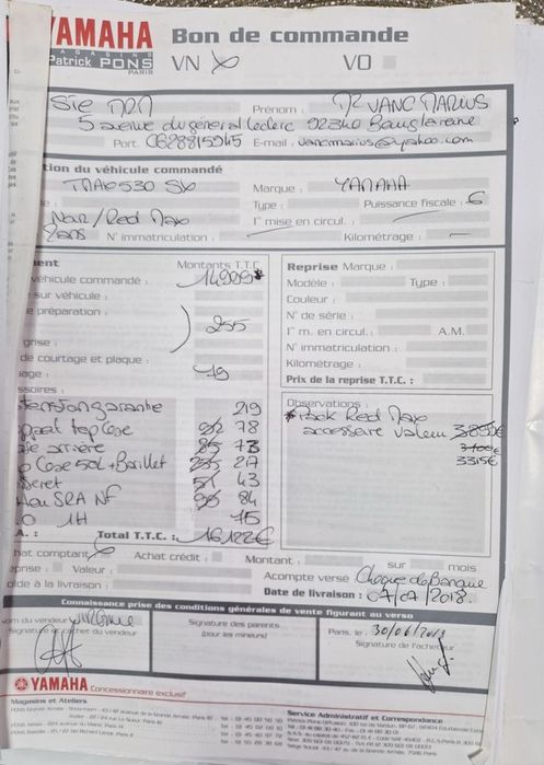 Vand Yamaha T max 530 Sx