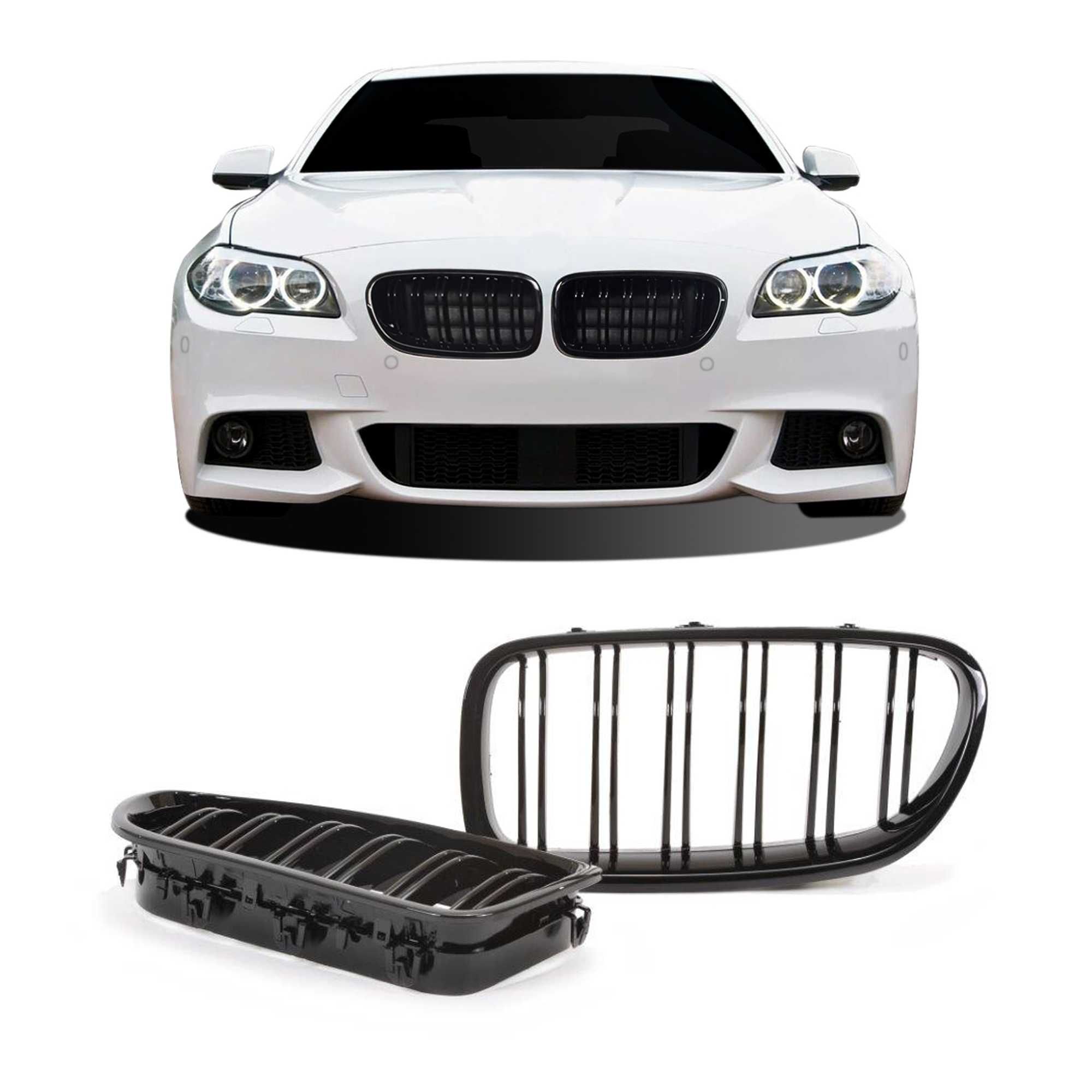 Grila, Nari Duble, Grile compatibil BMW Seria 5 F10,11 Negru Lucios