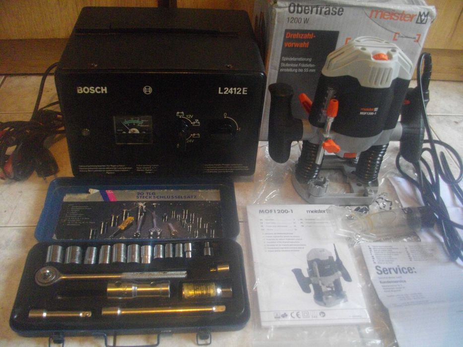 Нова Оберфреза 1200W Meister/Гедория/Bosh 24V Зарядно Акумулатор-Немск