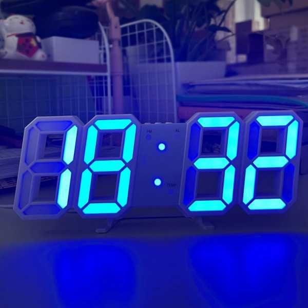 3D Цифров настолен часовник с LED осветление, аларма, температура