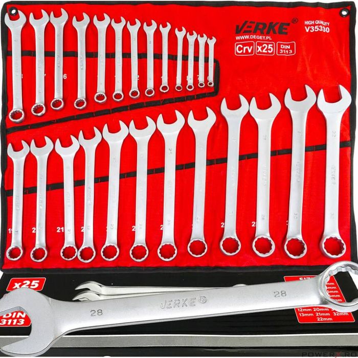 Set chei combinate, 6-32 mm, 25 piese, crom-vanadiu, Verke