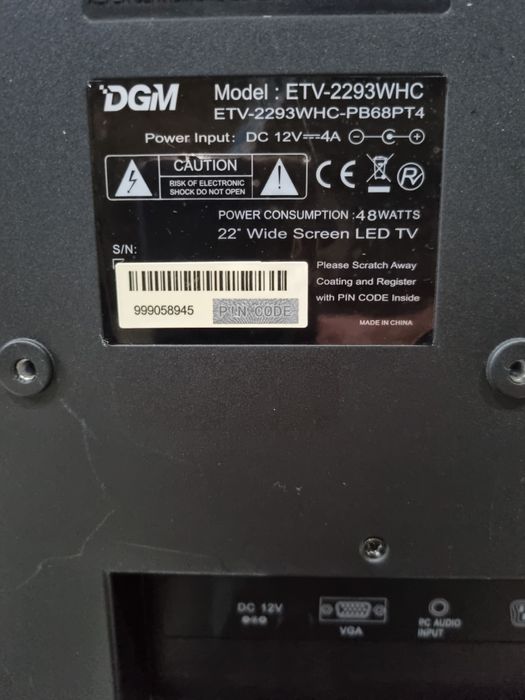 TV LED DGM 12V 22 inch cu dvd (UK)