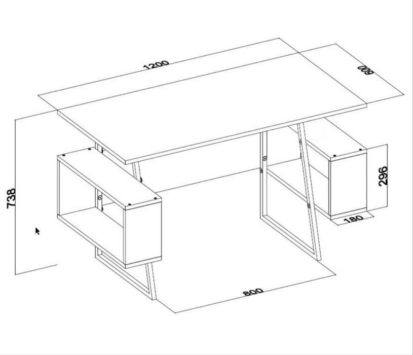Birou alb 120x600 cadru metalic