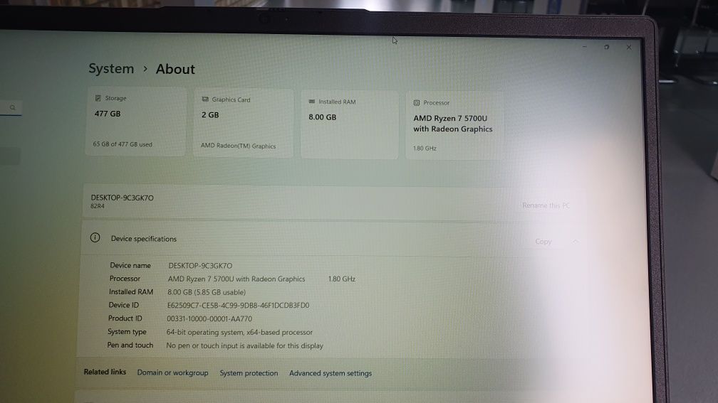 Lenova notebook Ryzen7