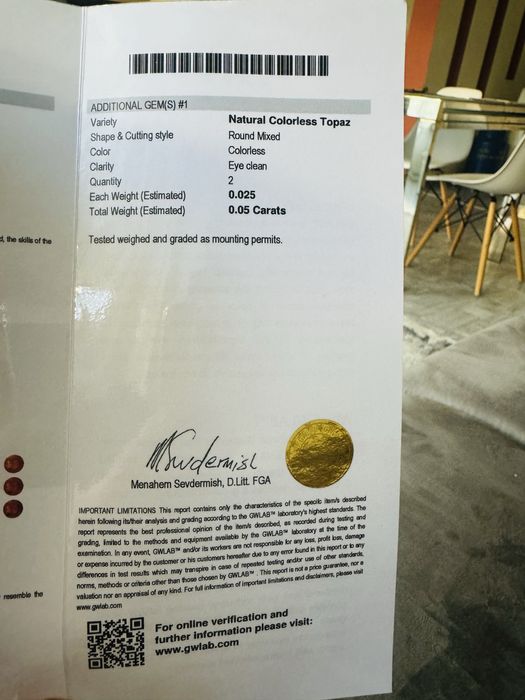 Inel aur 18k certificat GWLAB