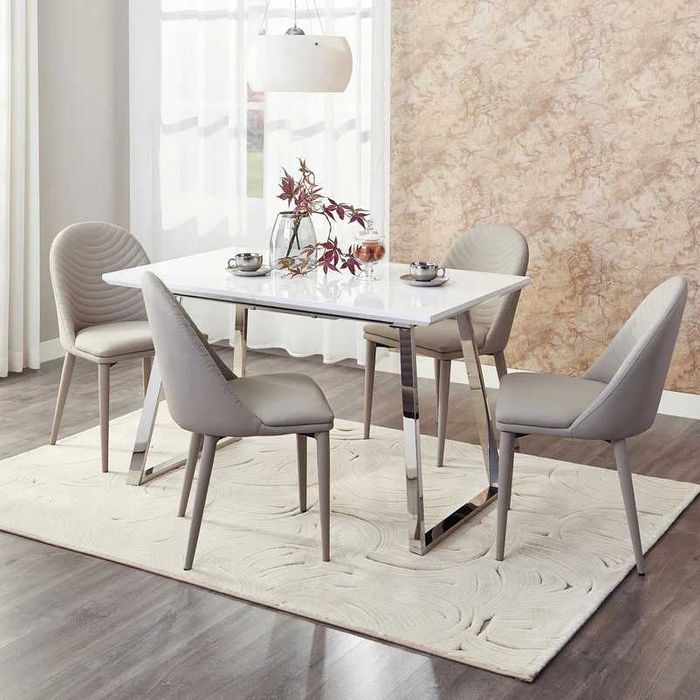 Masa Dining,Living,Bucatarie Extensibila Alba Lucioasa Mobexpert