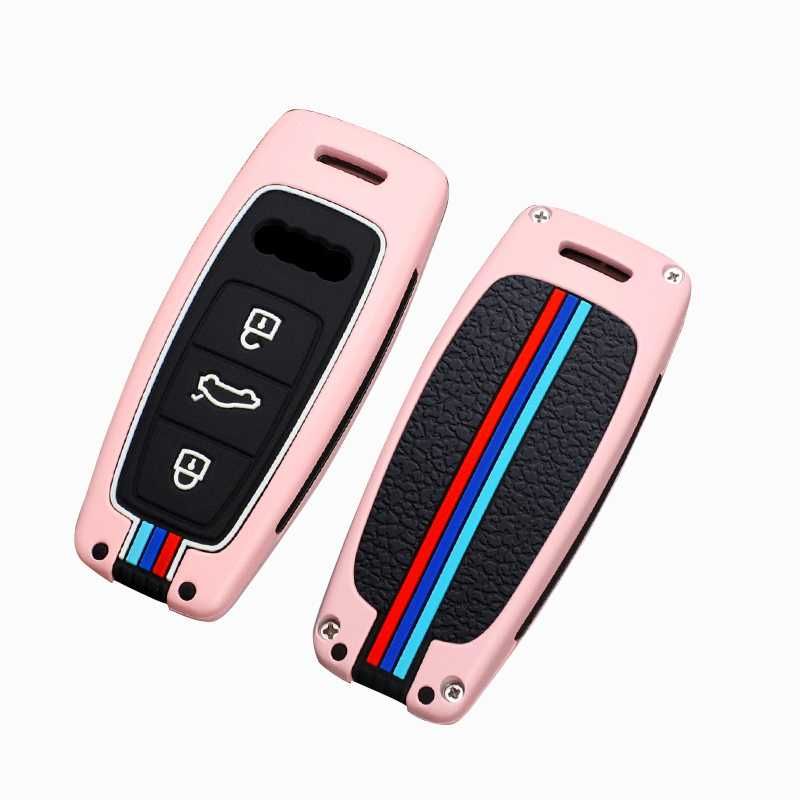 Husa cheie keyless Audi A7 A8 Q7 Q8 e-tron, negru/rosu/albastru