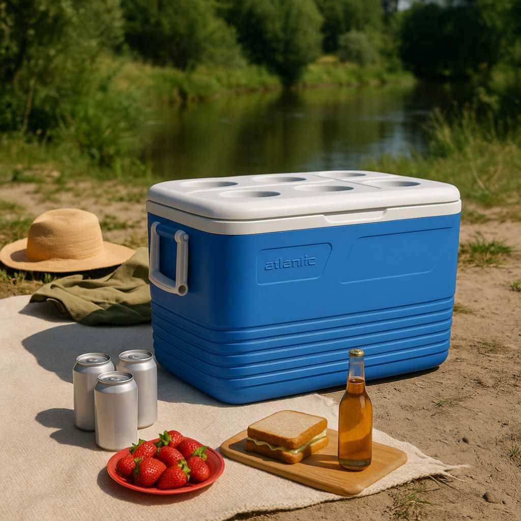 Хладилна кутия Atlantic 60L, пасивна, синя, с поставки за чаши