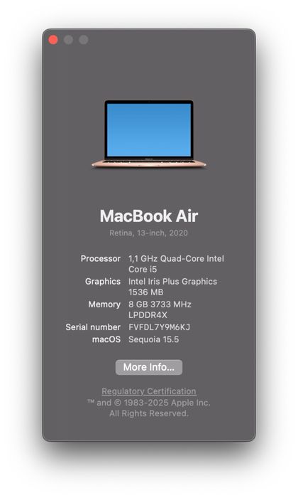 MacBook Air 13” 2020 | Intel Core i5 | 8GB RAM | 512 GB SSD