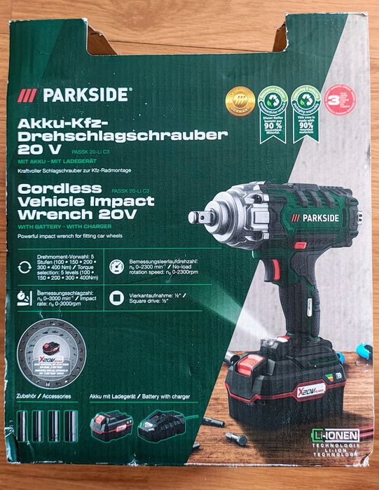 Impact Parkside 1/2" 400 Nm 20 V nou acumulator 4 Ah garanție 3 ani