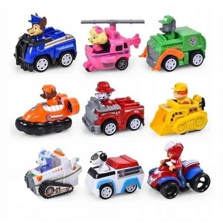 Set de 9 figurine si vehicule, Paw Patrol, multicolor, 10 cm