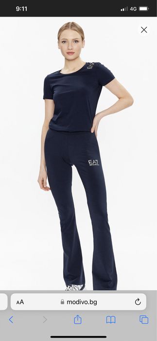Нова тъмносиня памучна тениска/тишърт EA7 Emporio Armani, размер XS