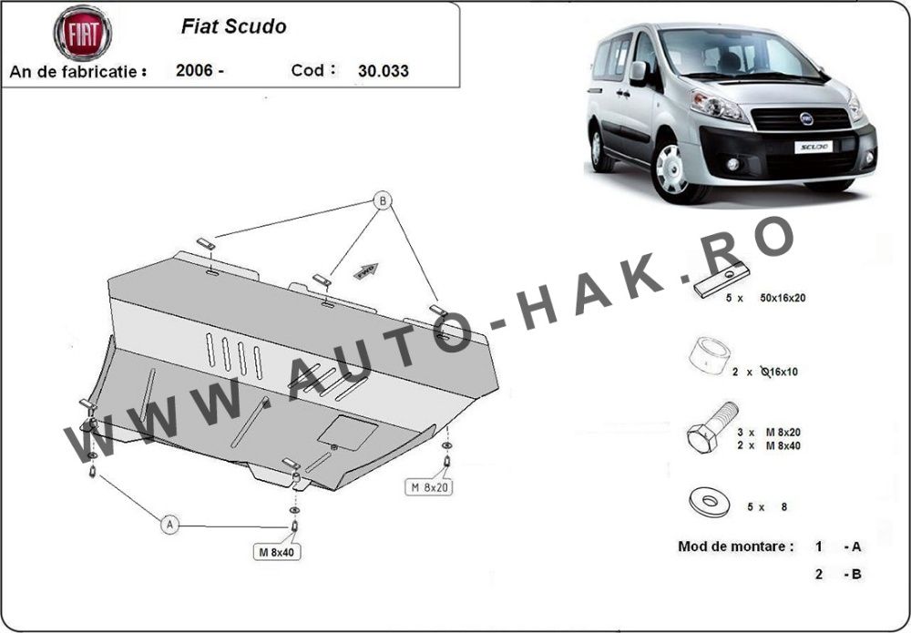 Scut motor metalic Fiat Scudo 2006-2016