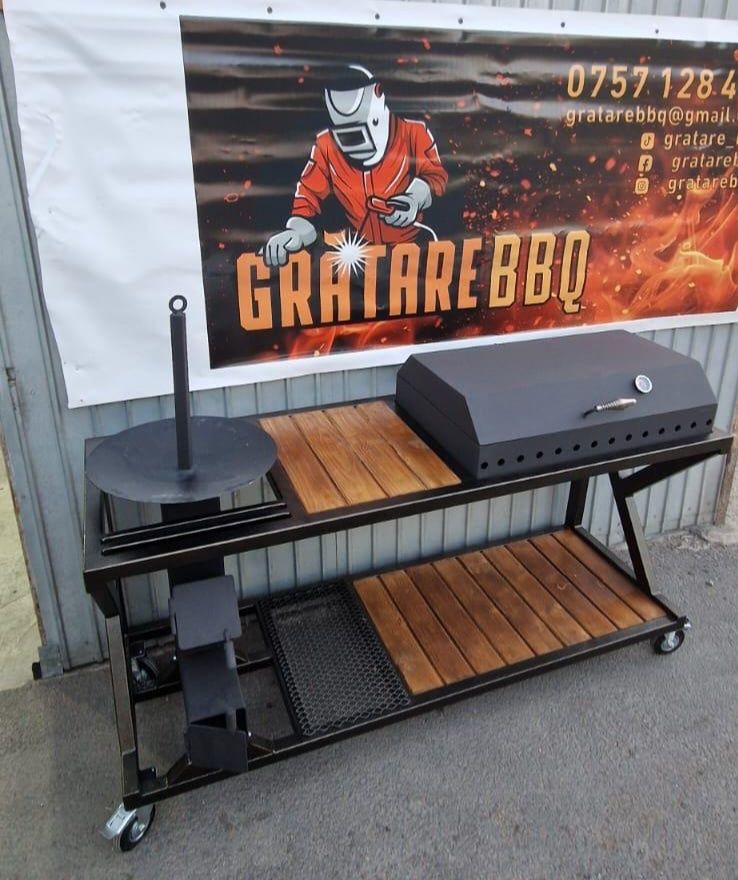 Grătar cu soba tip racheta, arzător pe gaz ,chiuveta