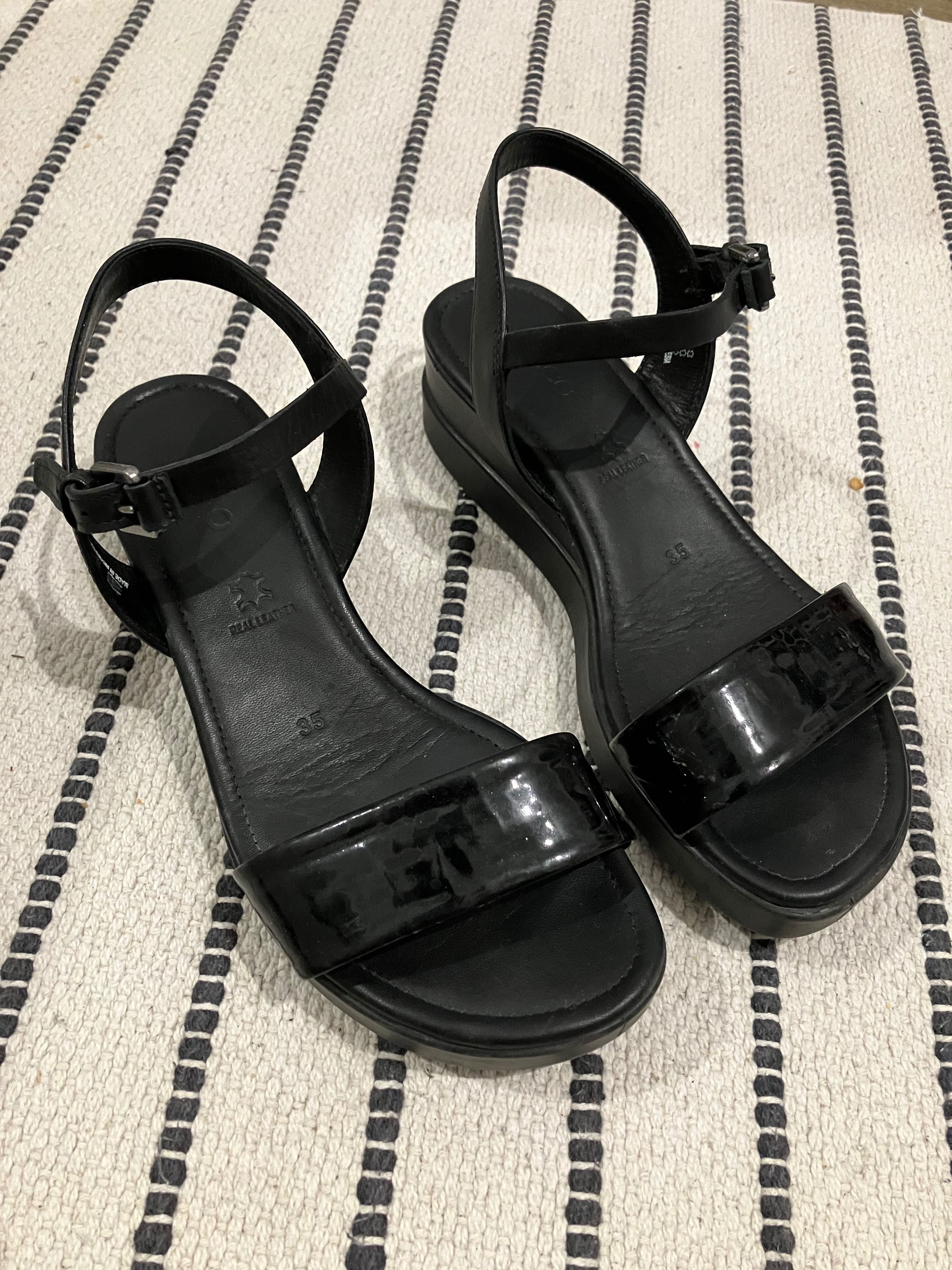 Sandale Ecco femei, piele naturala, marime 35, negru