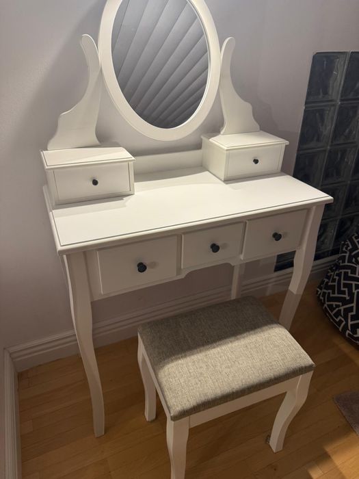 Măsuță toaletă MALLING cu oglindă albă