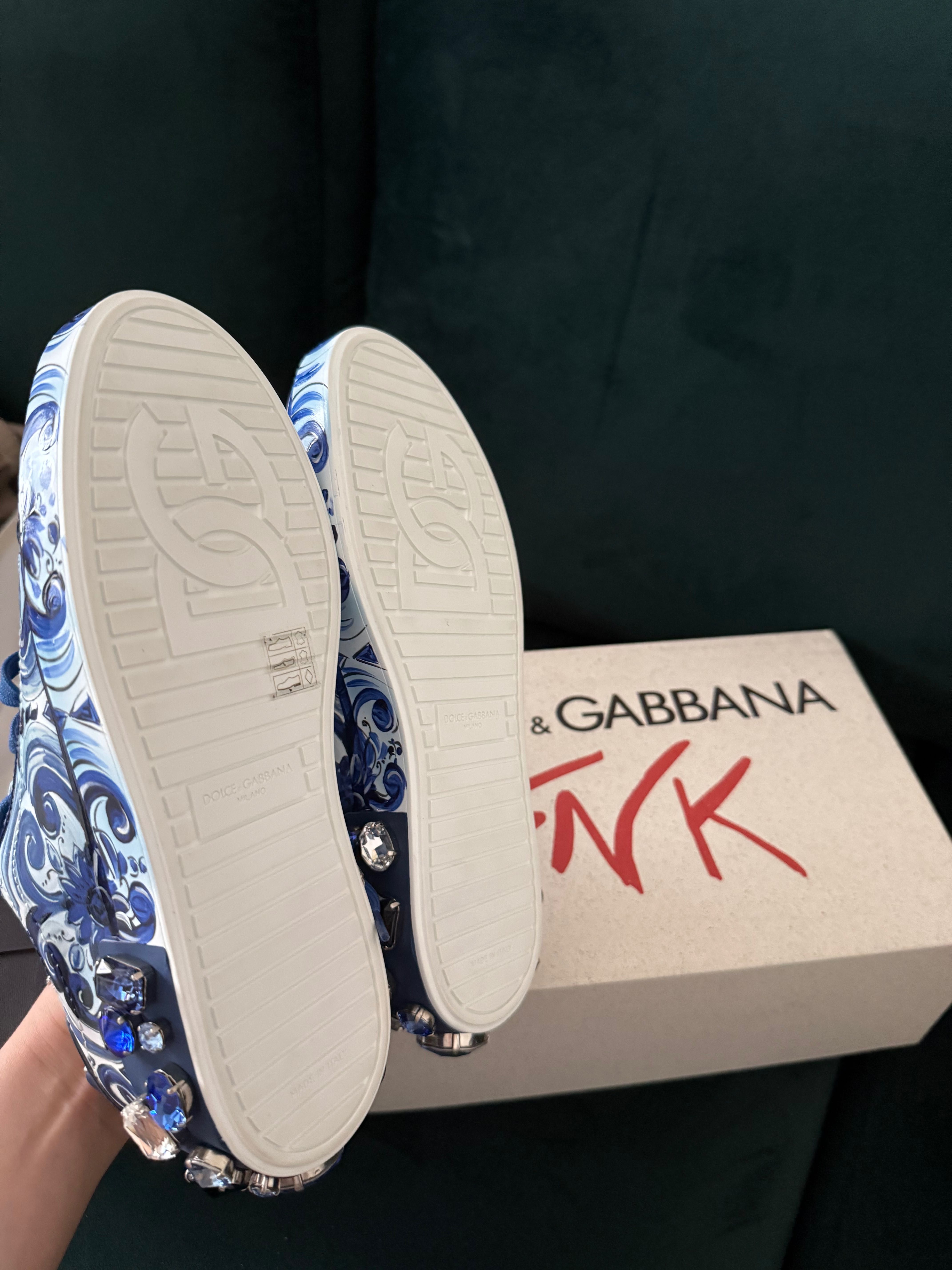 Dolce & Gabbana Portofino Majolica-print leather sneakers