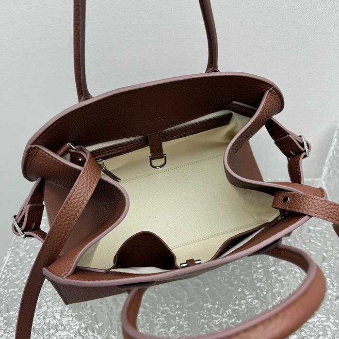 Geanta The Row Margaux 12, maro, 32cm, negru, tip Premium