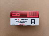 Box of 20 Gepe 6002 24x36mm anti newton glass slide mounts for 35mm